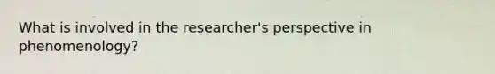 What is involved in the researcher's perspective in phenomenology?