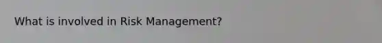 What is involved in Risk Management?