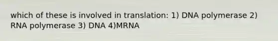 which of these is involved in translation: 1) DNA polymerase 2) RNA polymerase 3) DNA 4)MRNA