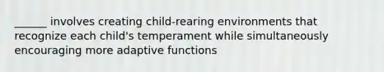 ______ involves creating child-rearing environments that recognize each child's temperament while simultaneously encouraging more adaptive functions