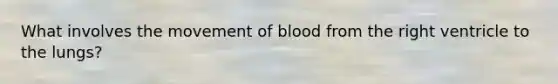 What involves the movement of blood from the right ventricle to the lungs?