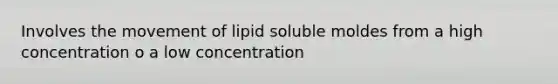 Involves the movement of lipid soluble moldes from a high concentration o a low concentration