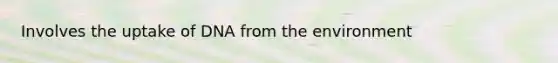 Involves the uptake of DNA from the environment