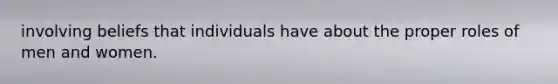 involving beliefs that individuals have about the proper roles of men and women.
