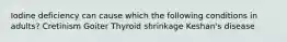 Iodine deficiency can cause which the following conditions in adults? Cretinism Goiter Thyroid shrinkage Keshan's disease