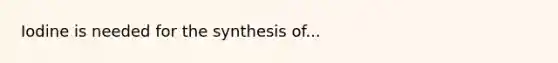 Iodine is needed for the synthesis of...