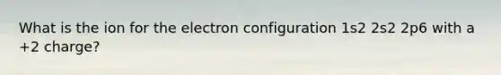 What is the ion for the electron configuration 1s2 2s2 2p6 with a +2 charge?