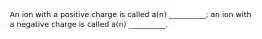 An ion with a positive charge is called a(n) __________; an ion with a negative charge is called a(n) __________.