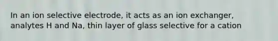 In an ion selective electrode, it acts as an ion exchanger, analytes H and Na, thin layer of glass selective for a cation