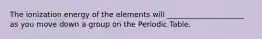 The ionization energy of the elements will _____________________ as you move down a group on the Periodic Table.