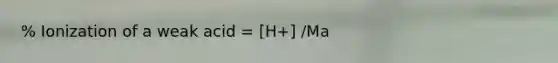 % Ionization of a weak acid = [H+] /Ma