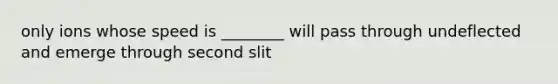 only ions whose speed is ________ will pass through undeflected and emerge through second slit