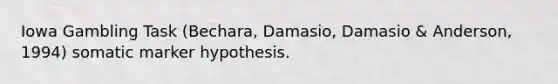 Iowa Gambling Task (Bechara, Damasio, Damasio & Anderson, 1994) somatic marker hypothesis.