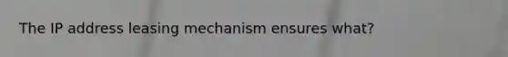 The IP address leasing mechanism ensures what?