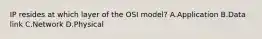 IP resides at which layer of the OSI model? A.Application B.Data link C.Network D.Physical