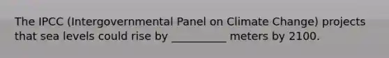 The IPCC (Intergovernmental Panel on Climate Change) projects that sea levels could rise by __________ meters by 2100.