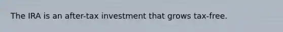 The IRA is an after-tax investment that grows tax-free.