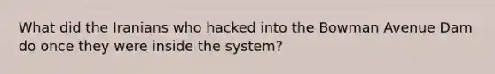 What did the Iranians who hacked into the Bowman Avenue Dam do once they were inside the system?