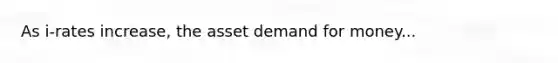 As i-rates increase, the asset demand for money...