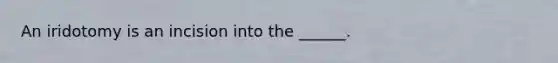 An iridotomy is an incision into the ______.