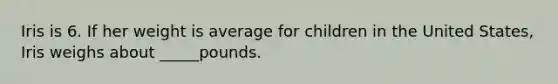 Iris is 6. If her weight is average for children in the United States, Iris weighs about _____pounds.
