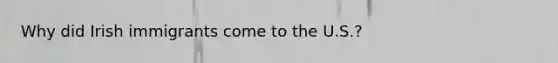Why did Irish immigrants come to the U.S.?