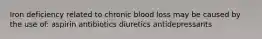 Iron deficiency related to chronic blood loss may be caused by the use of: aspirin antibiotics diuretics antidepressants