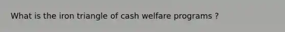 What is the iron triangle of cash welfare programs ?