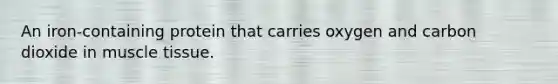 An iron-containing protein that carries oxygen and carbon dioxide in muscle tissue.