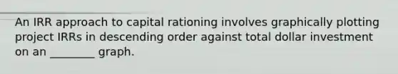 An IRR approach to capital rationing involves graphically plotting project IRRs in descending order against total dollar investment on an ________ graph.