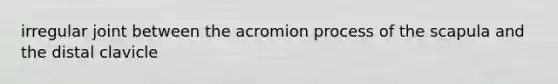 irregular joint between the acromion process of the scapula and the distal clavicle