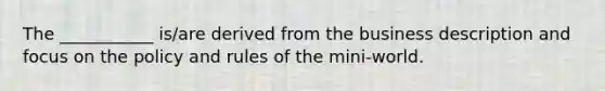 The ___________ is/are derived from the business description and focus on the policy and rules of the mini-world.