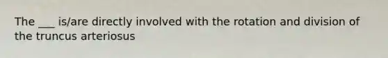 The ___ is/are directly involved with the rotation and division of the truncus arteriosus