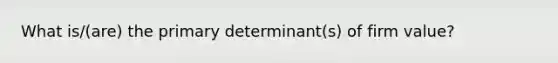 What is/(are) the primary determinant(s) of firm value?