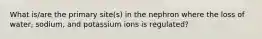 What is/are the primary site(s) in the nephron where the loss of water, sodium, and potassium ions is regulated?