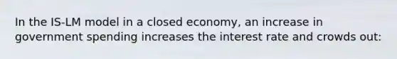 In the IS-LM model in a closed economy, an increase in government spending increases the interest rate and crowds out: