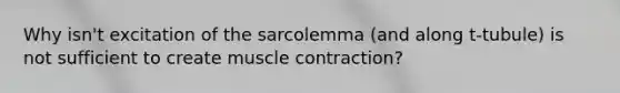 Why isn't excitation of the sarcolemma (and along t-tubule) is not sufficient to create muscle contraction?