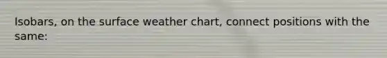 Isobars, on the surface weather chart, connect positions with the same: