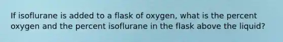 If isoflurane is added to a flask of oxygen, what is the percent oxygen and the percent isoflurane in the flask above the liquid?