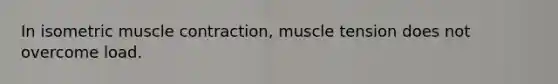 In isometric muscle contraction, muscle tension does not overcome load.