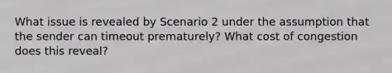 What issue is revealed by Scenario 2 under the assumption that the sender can timeout prematurely? What cost of congestion does this reveal?