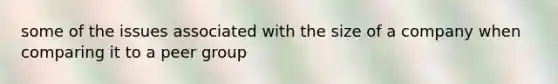 some of the issues associated with the size of a company when comparing it to a peer group