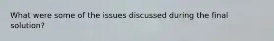 What were some of the issues discussed during the final solution?