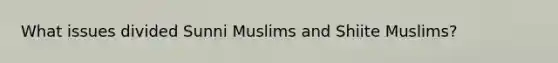 What issues divided Sunni Muslims and Shiite Muslims?