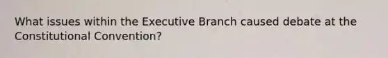 What issues within the Executive Branch caused debate at the Constitutional Convention?