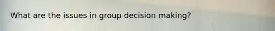 What are the issues in group decision making?