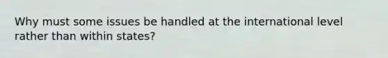 Why must some issues be handled at the international level rather than within states?