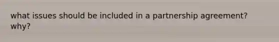 what issues should be included in a partnership agreement? why?