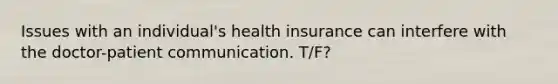 Issues with an individual's health insurance can interfere with the doctor-patient communication. T/F?