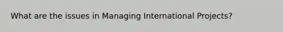 What are the issues in Managing International Projects?